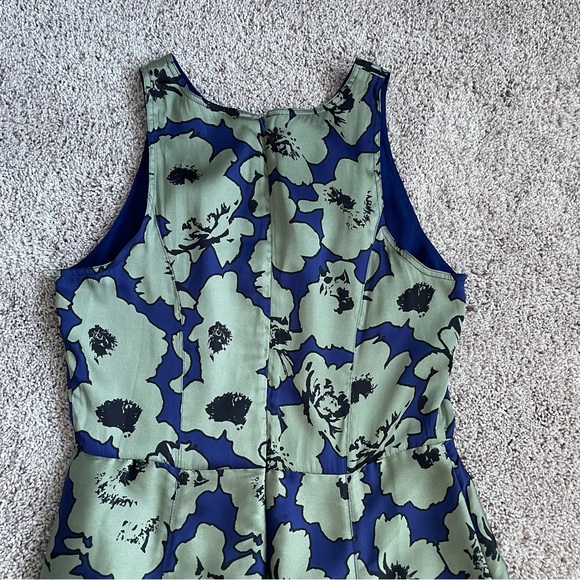 Banana Republic Fit&Flare Satin Maxi Floral Dress Size 4 Blue Green - Picture 7 of 16